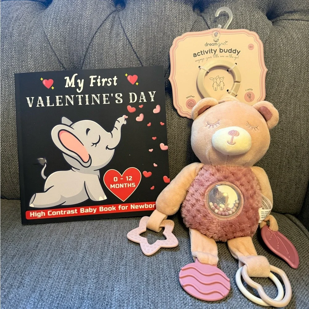 ❤️Pink Activity Buddy Toy Set with High Contrast Valentine’s Book❤️